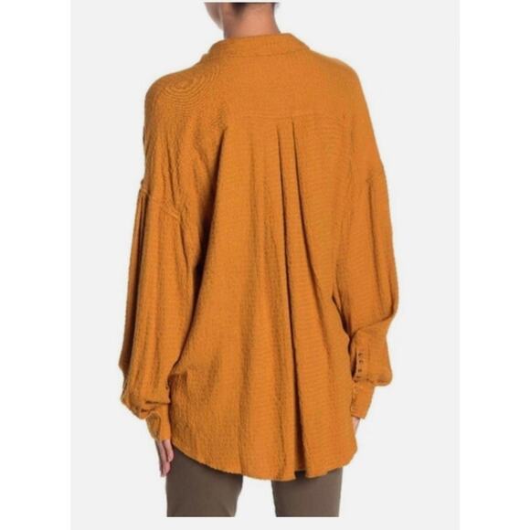 Free People We The Free Solid Hidden Valley Slouchy Oversized Button Down Size L - Picture 2 of 11